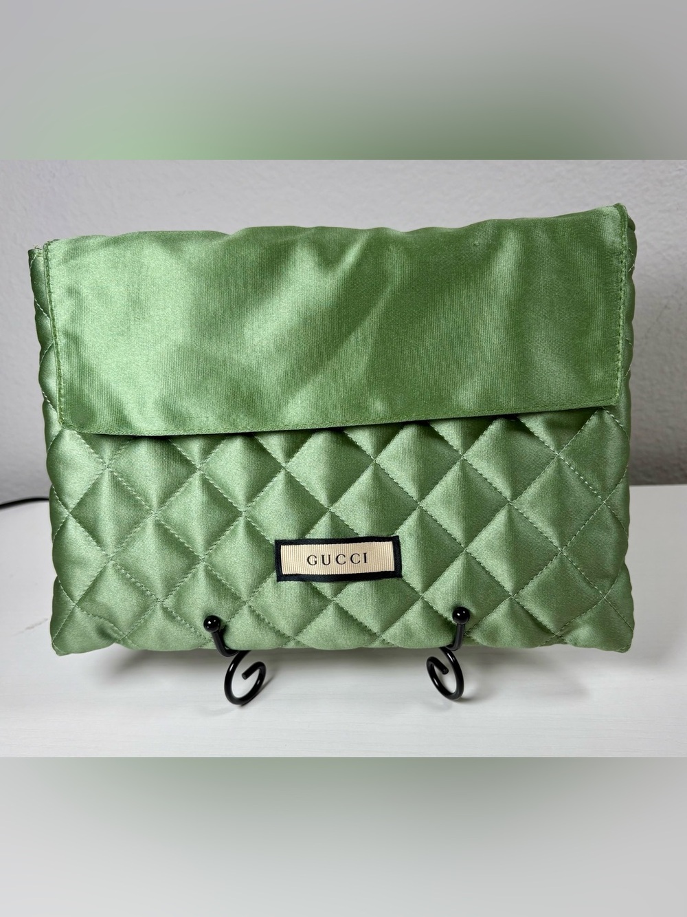 GUCCI Quilted Satin Pouch, Large